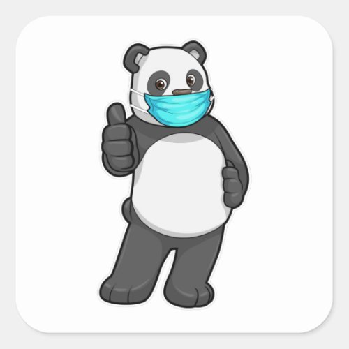 Panda with Face mask Square Sticker