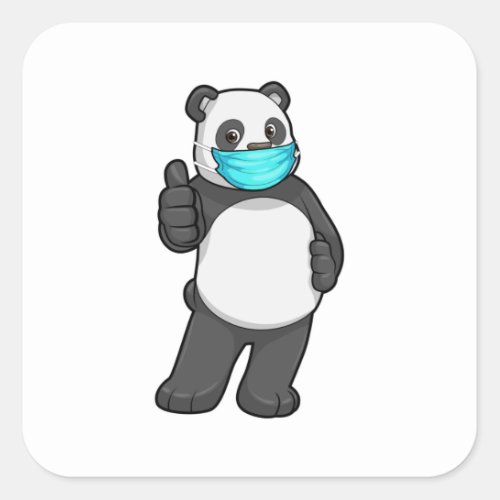 Panda with Face mask Square Sticker