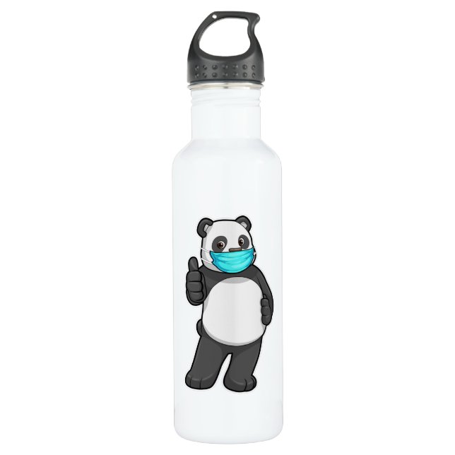 Panda with Face mask Stainless Steel Water Bottle (Front)