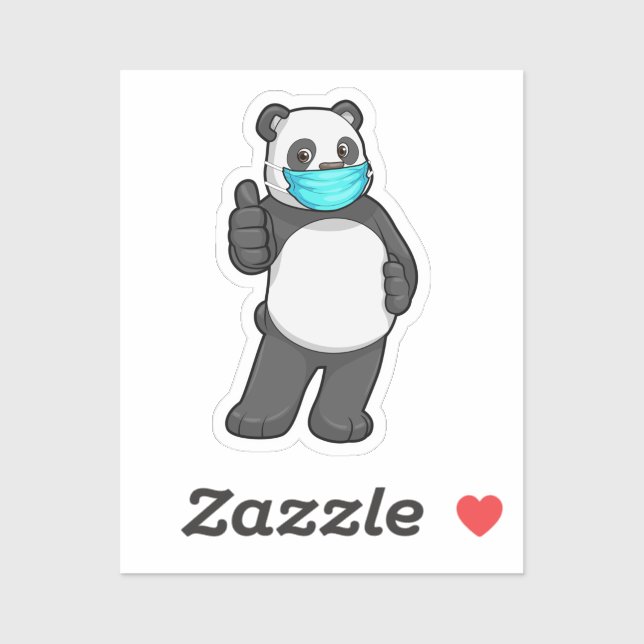Panda with Face mask Sticker (Sheet)