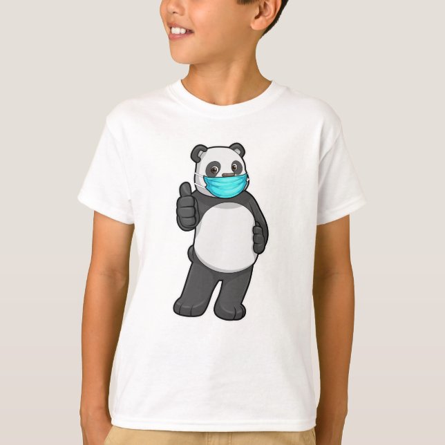 Panda with Face mask T-Shirt (Front)
