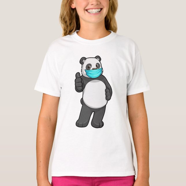 Panda with Face mask T-Shirt (Front)