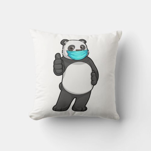 Panda with Face mask Throw Pillow