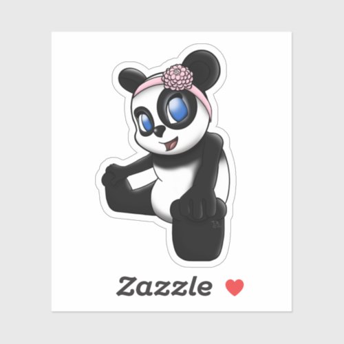 Panda with Flower Sticker