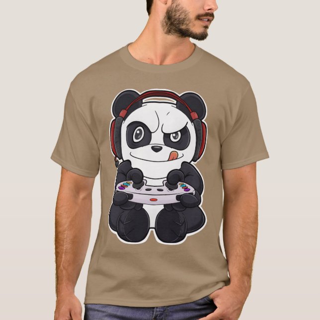 Panda With Gaming Controller I Funny Gaming I girl T-Shirt (Front)