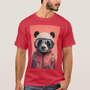 Panda with glasses Funny animal art retro T-Shirt
