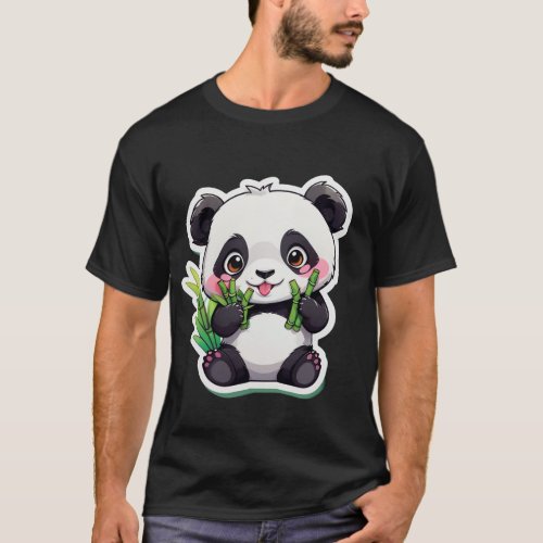 Panda with Green Unique Designs on Quality  T_Shirt