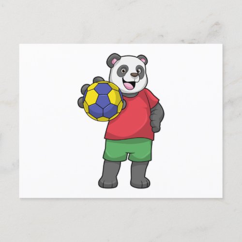 Panda with Handball Sports Postcard