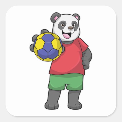 Panda with Handball Sports Square Sticker