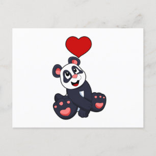 Panda with Heart Postcard