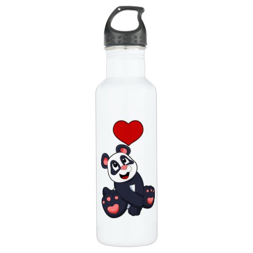 Panda with Heart Stainless Steel Water Bottle