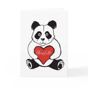 Panda with heart wedding anniversary wife card