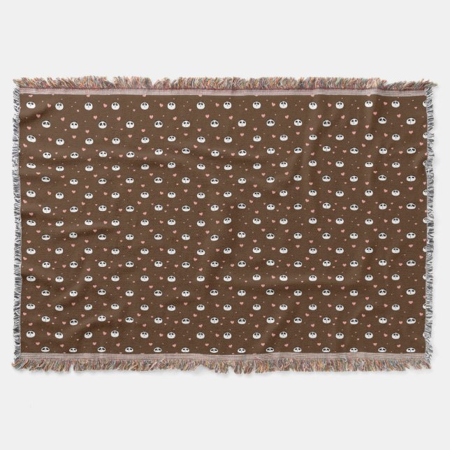 Panda with hearts pattern throw blanket (Front)