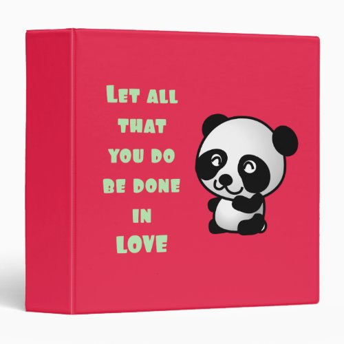 Panda with Inspirational Love Quote Binder