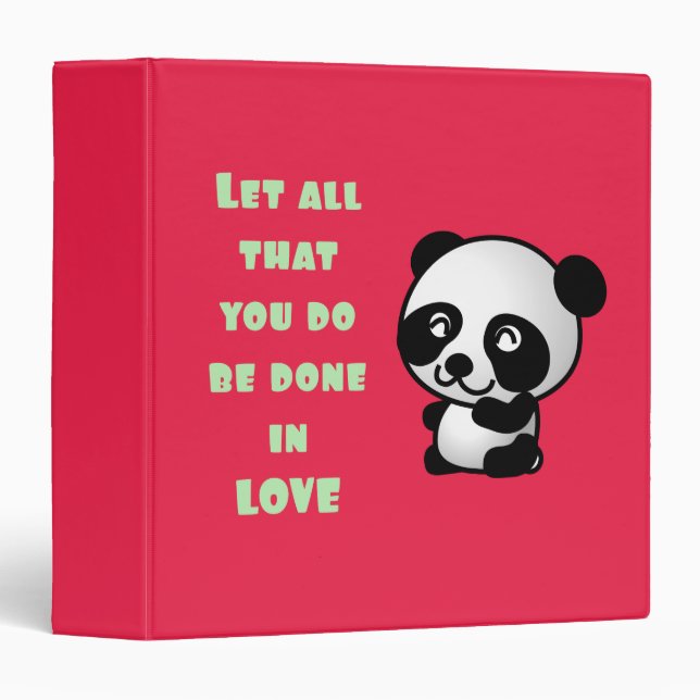 Panda with Inspirational Love Quote Binder (Front/Spine)