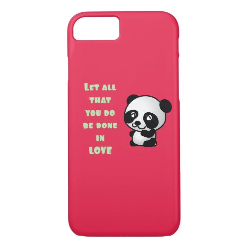 Panda with Inspirational Love Quote iPhone 87 Case