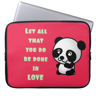 Panda with Inspirational Love Quote Laptop Sleeve