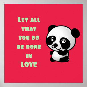 Panda with Inspirational Love Quote Poster