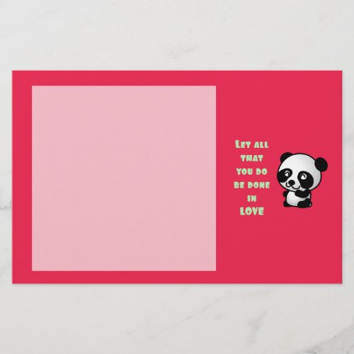 Panda with Inspirational Love Quote Stationery