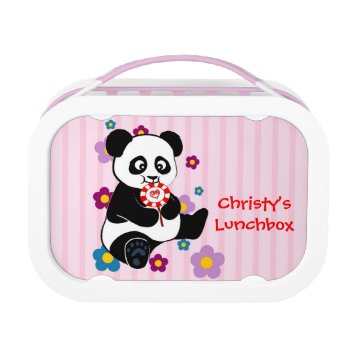 Panda With Lollipop Lunch Box by JellyRollDesigns at Zazzle