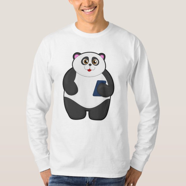 Panda with Mobile phone T-Shirt (Front)