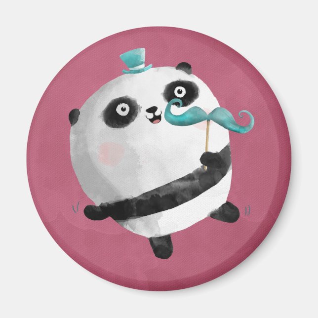 Panda with Mustaches Magnet (Front)