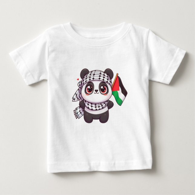 Panda with Peace in Palestine Baby T-Shirt (Front)