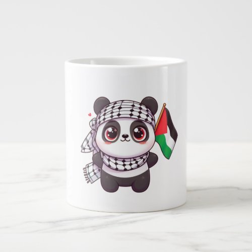 Panda with Peace in Palestine Giant Coffee Mug