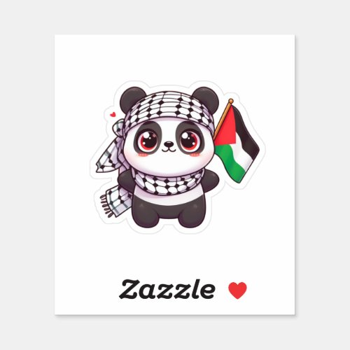 Panda with Peace in Palestine Sticker