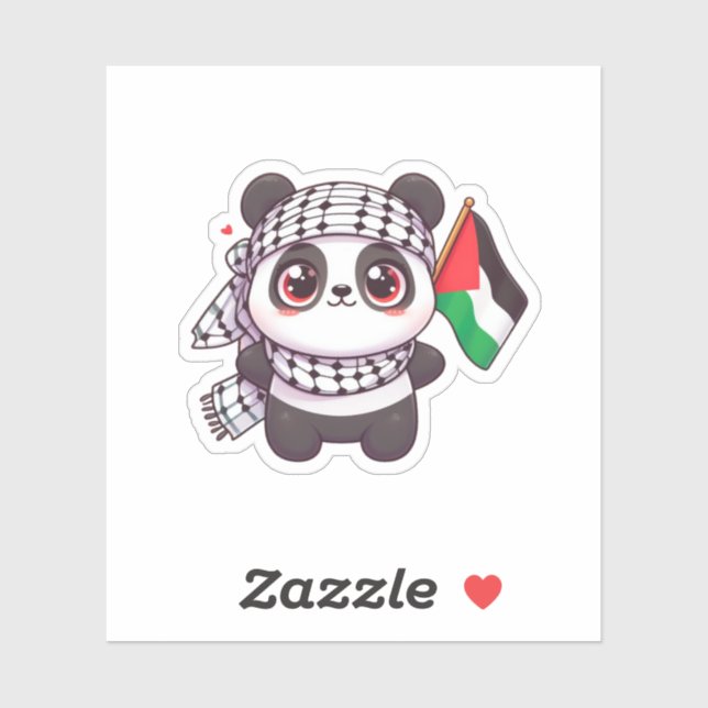 Panda with Peace in Palestine Sticker (Sheet)