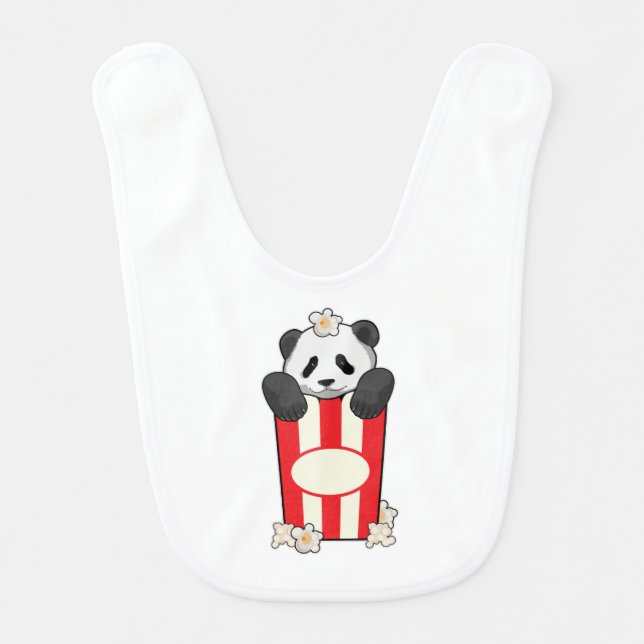 Panda with Popcorn Baby Bib (Front)