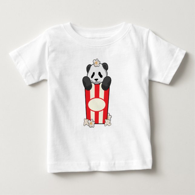 Panda with Popcorn Baby T-Shirt (Front)