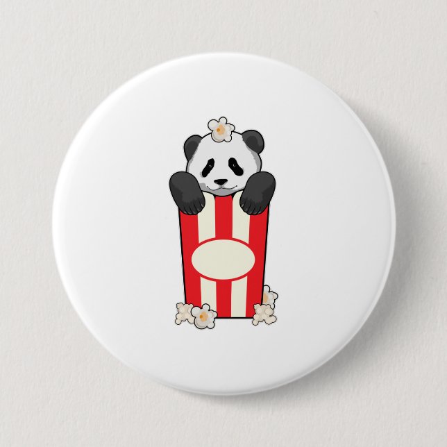Panda with Popcorn Button (Front)