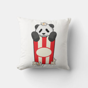 Panda with Popcorn Throw Pillow