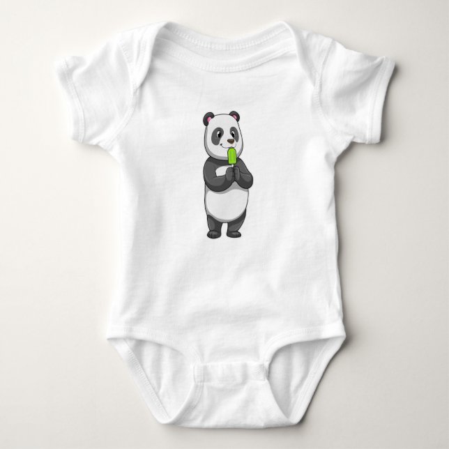 Panda with Popsicle Baby Bodysuit (Front)