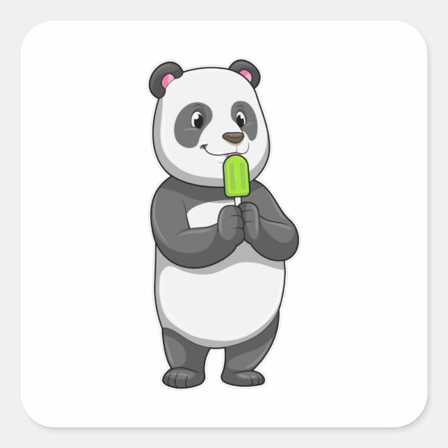 Panda with Popsicle Square Sticker (Front)