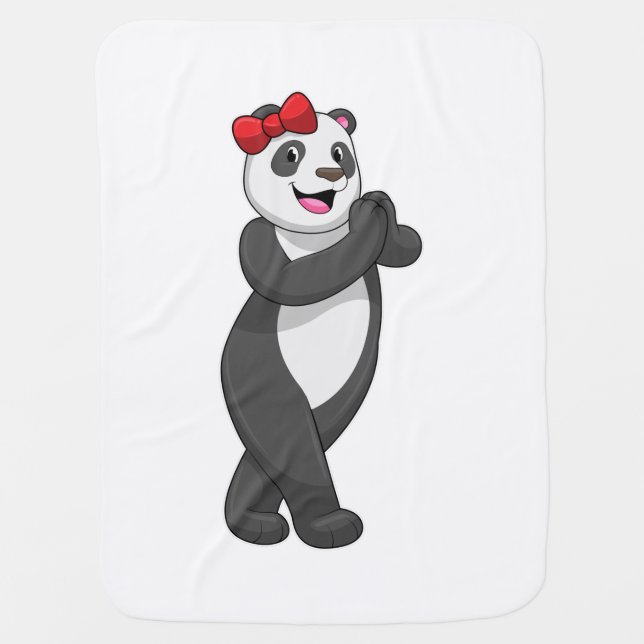 Panda with Ribbon Baby Blanket (Front)