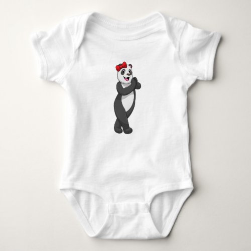 Panda with Ribbon Baby Bodysuit