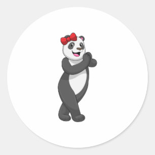 Panda with Ribbon Classic Round Sticker