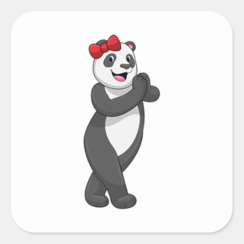 Panda with Ribbon Square Sticker