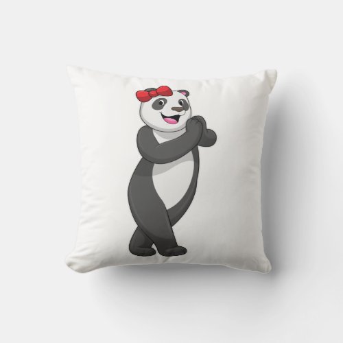 Panda with Ribbon Throw Pillow