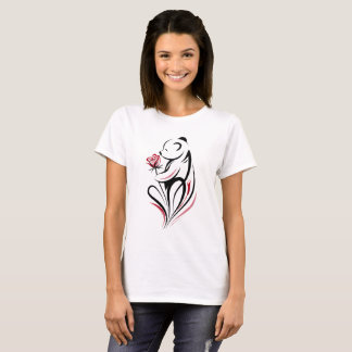 Panda with Rose Line Art T-Shirt