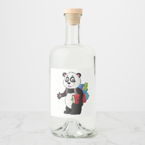 Panda With School Bag Liquor Bottle Label