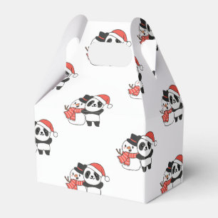 Panda With Snowman In Winter For Christmas Favor B Favor Boxes