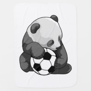 Panda with Soccer ball Baby Blanket