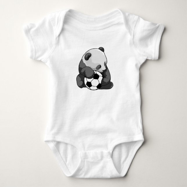Panda with Soccer ball Baby Bodysuit (Front)