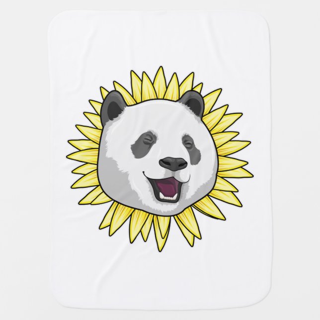 Panda with Sunflower Baby Blanket (Front)