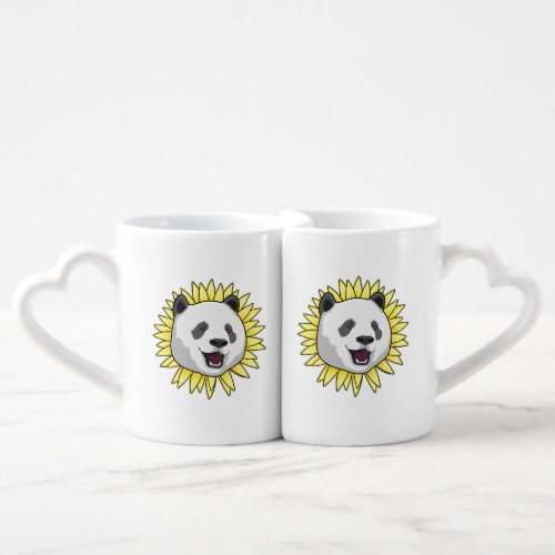 Panda with Sunflower Coffee Mug Set