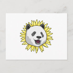 Panda with Sunflower Postcard