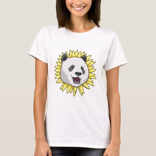 Panda with Sunflower T_Shirt